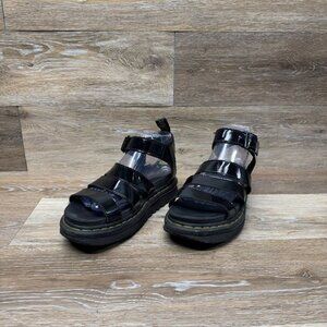 Dr. Martens Blaire Black Patent Leather Straps Sandals Women's Size 8